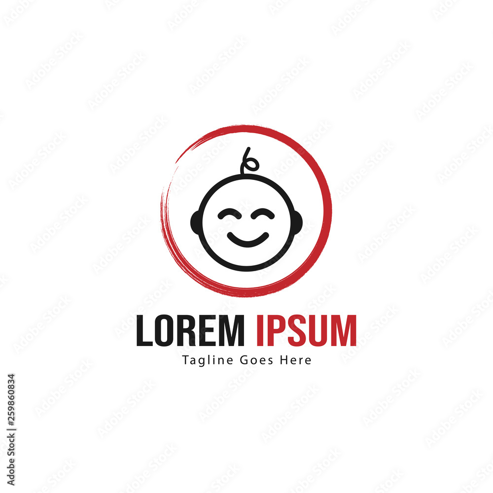 Baby logo template design. Minimalist baby logo with modern frame Baby logo template design. Minimalist baby logo with modern frame