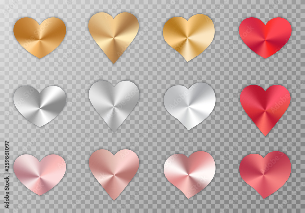 Collection of metal hearts