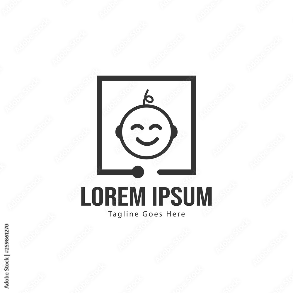 Obraz premium Baby logo template design. Minimalist baby logo with modern frame