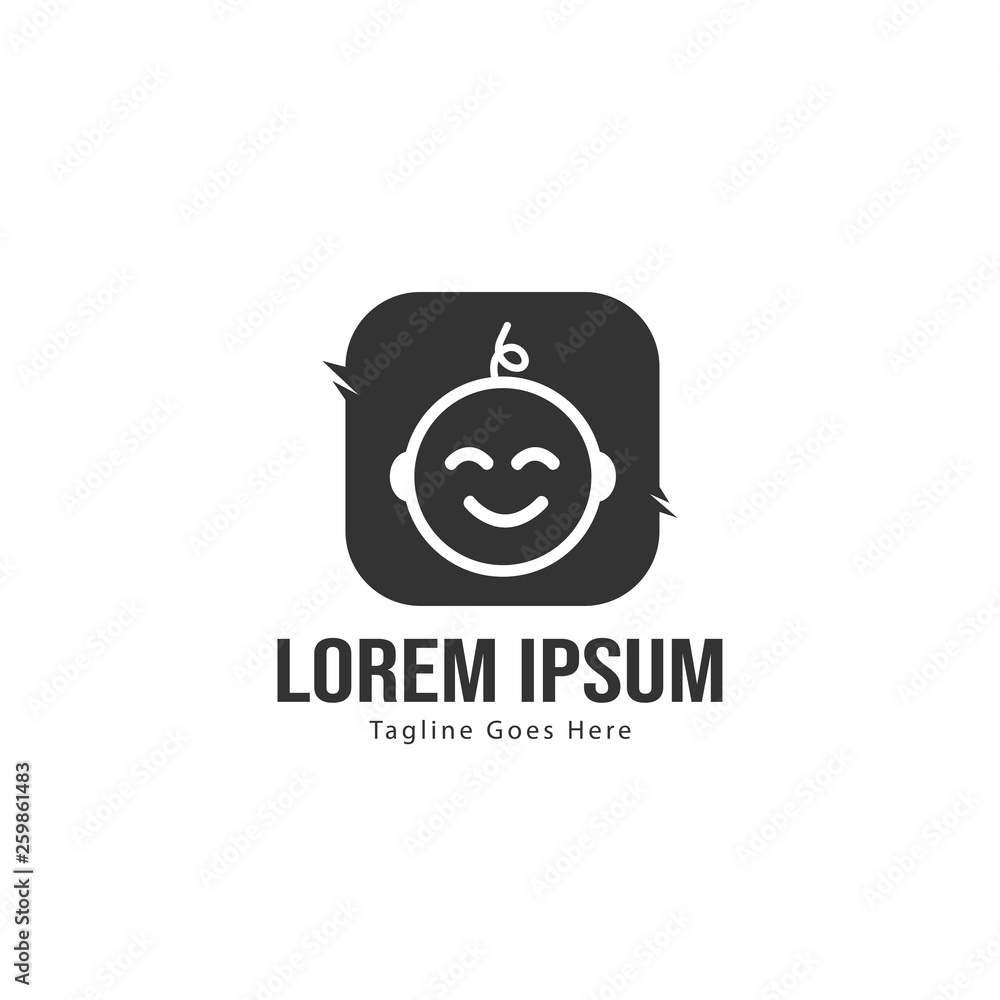Baby logo template design. Minimalist baby logo with modern frame Baby logo template design. Minimalist baby logo with modern frame