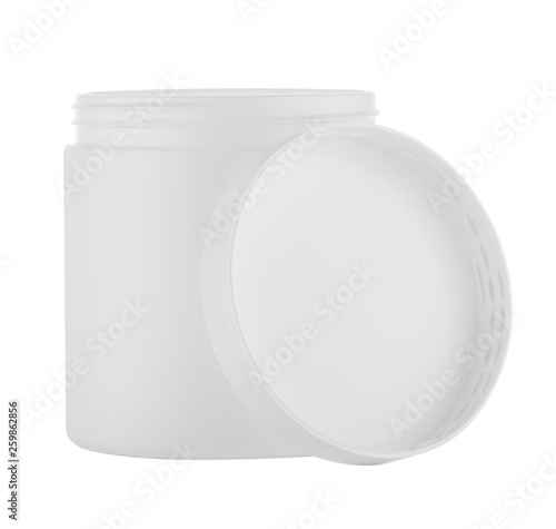 White round jar or box with lid open
