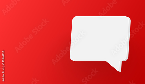 Red background with white 3d replica or speech bubble template.