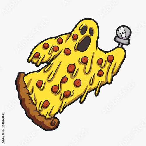 Ghost pizza funny - Vector illustration