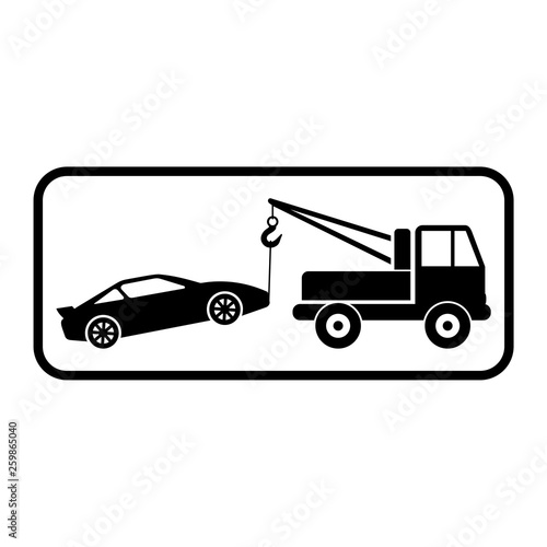 Car tow service, 24 hours, truck , isolated icon on white background
