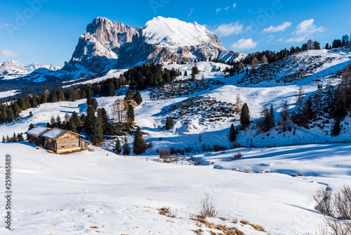 Dream atmosphere and views. Winter on the Alpe di Siusi, Dolomites. Italy © Nicola Simeoni