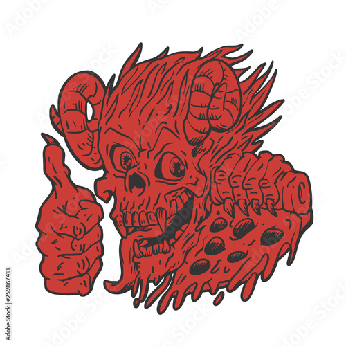 Monster lucifer pizza - Vector illustration