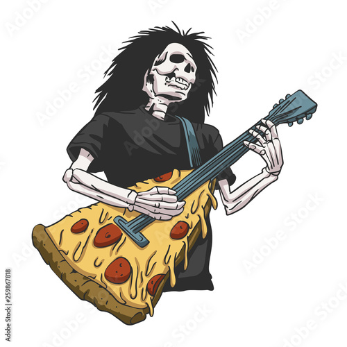 Skeleton playing the guitar - Vector illustration