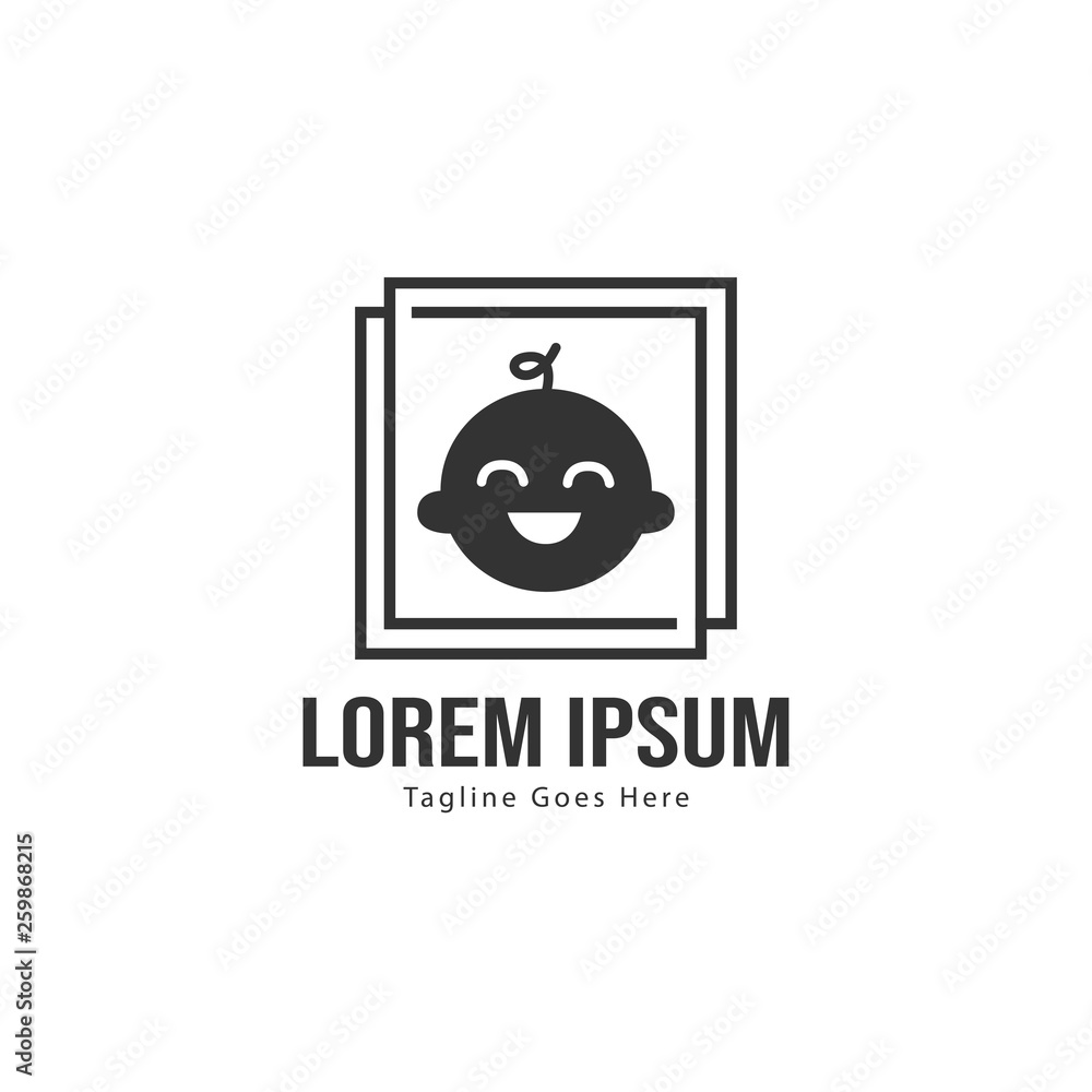 Baby logo template design. Minimalist baby logo with modern frame Baby logo template design. Minimalist baby logo with modern frame