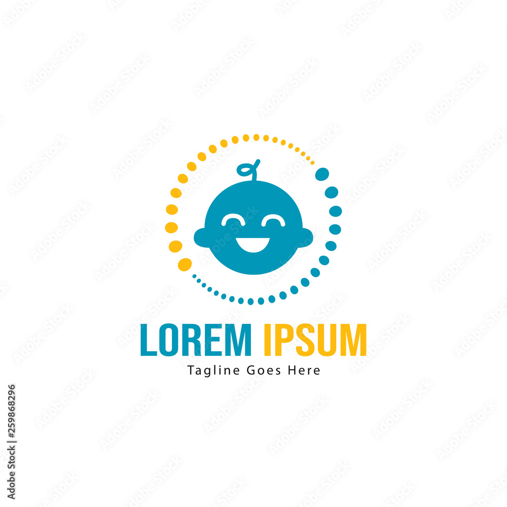 Baby logo template design. Minimalist baby logo with modern frame