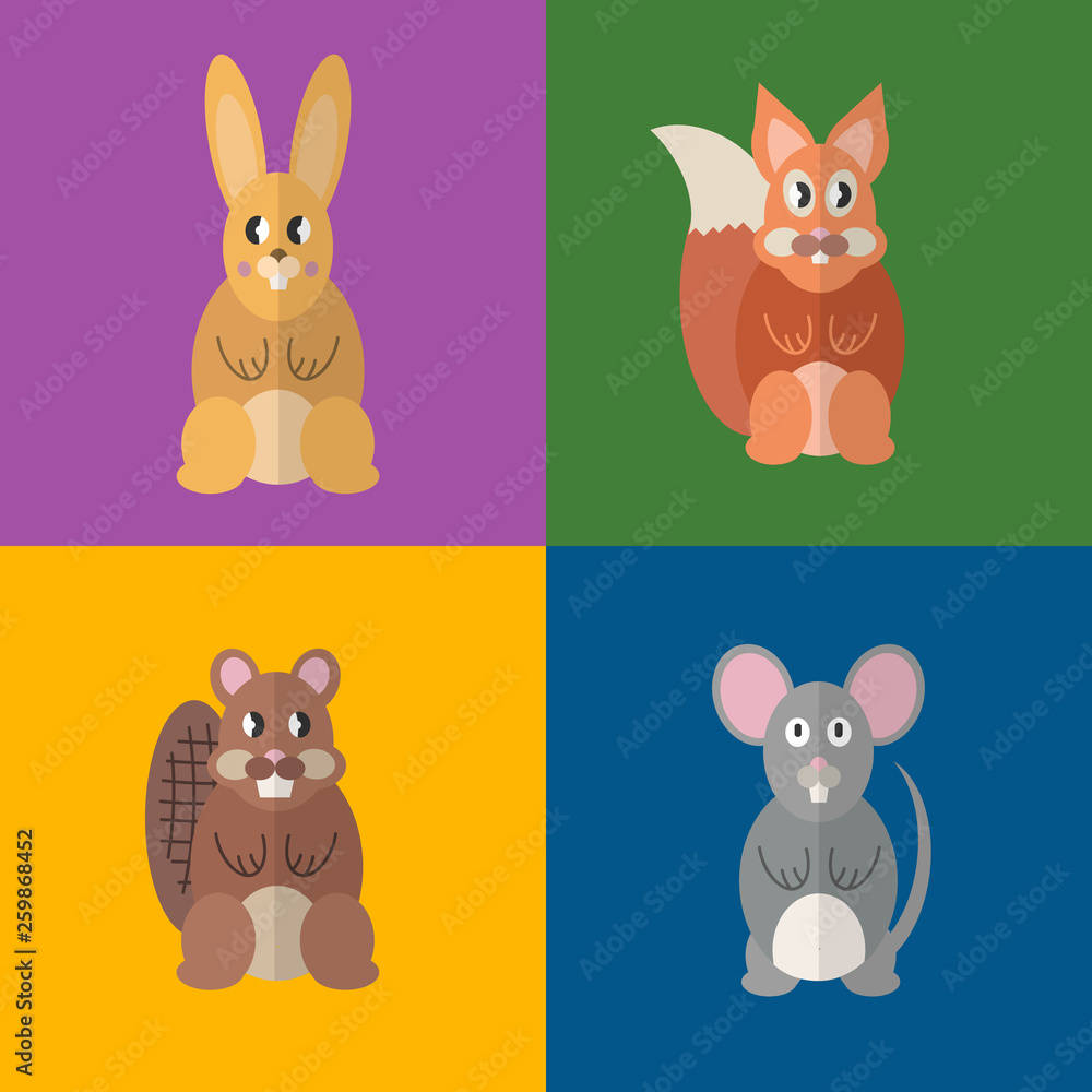 Naklejka premium Flat design style animal avatar icon set. Vector illustration.