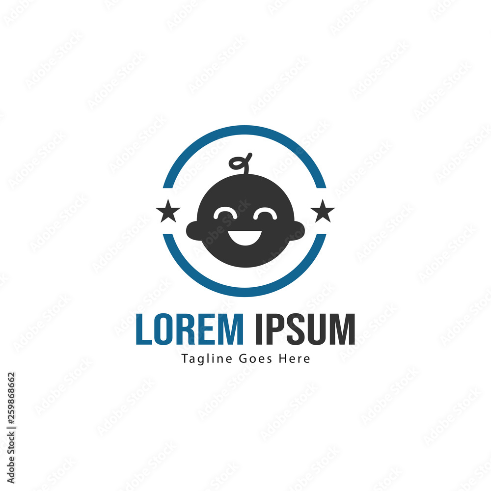 Baby logo template design. Minimalist baby logo with modern frame Baby logo template design. Minimalist baby logo with modern frame