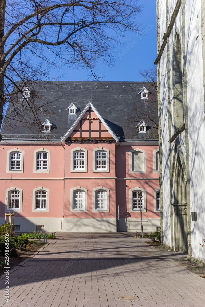 Pink building in the historic center of Lippstadt, Germany