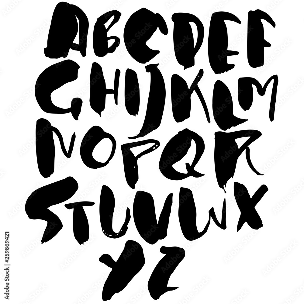 Hand drawn modern dry brush lettering. Grunge style alphabet. Handwritten font. Vector illustration. Hand drawn modern dry brush lettering. Grunge style alphabet. Handwritten font. Vector illustration.