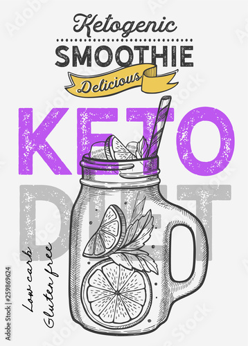 Keto doet drink smoothie illustration for juice restaurant.