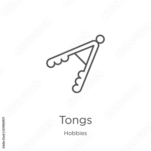 tongs icon vector from hobbies collection. Thin line tongs outline icon vector illustration. Outline, thin line tongs icon for website design and mobile, app development