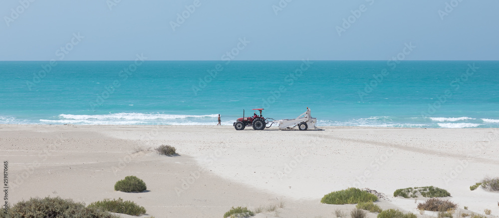 tractor on the beach