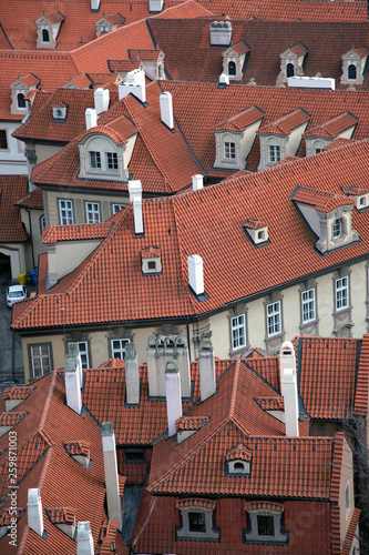 The red tiled roofs of Prague houses