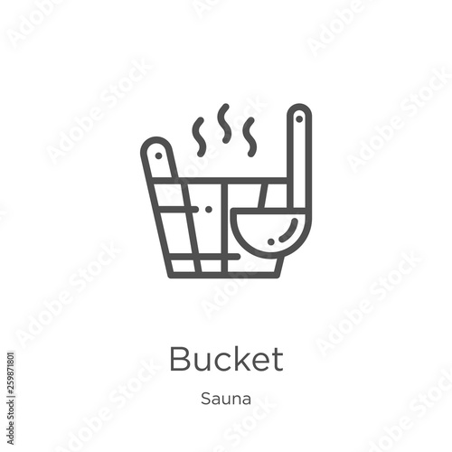 bucket icon vector from sauna collection. Thin line bucket outline icon vector illustration. Outline, thin line bucket icon for website design and mobile, app development