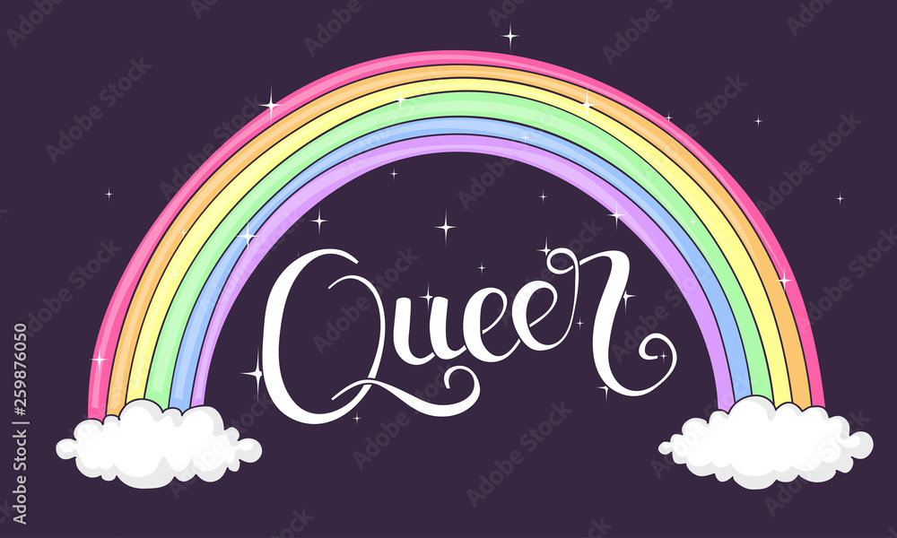 Queer lettering under a rainbow Queer lettering under a rainbow