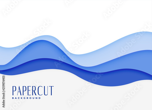 blue wavy water style papercut background