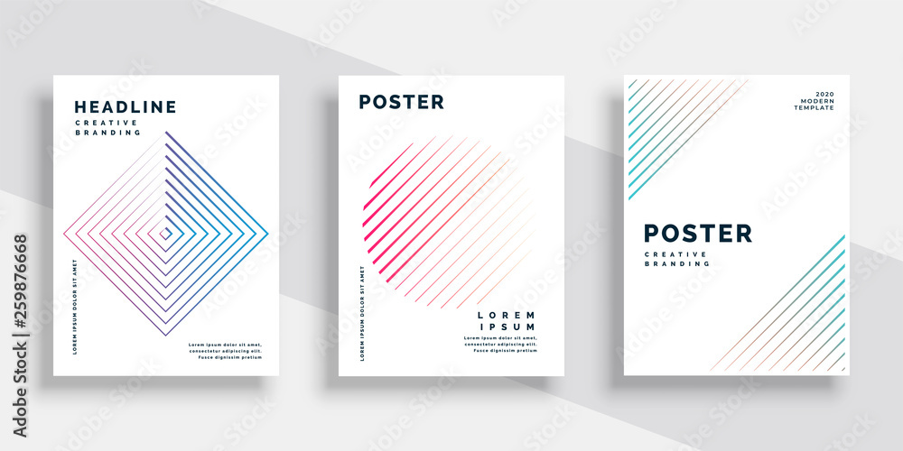minimal lines book cover template set