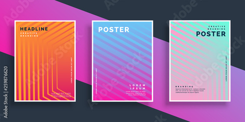 vibrant flyer line patterns set