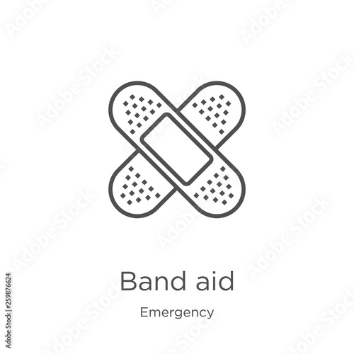 band aid icon vector from emergency collection. Thin line band aid outline icon vector illustration. Outline, thin line band aid icon for website design and mobile, app development