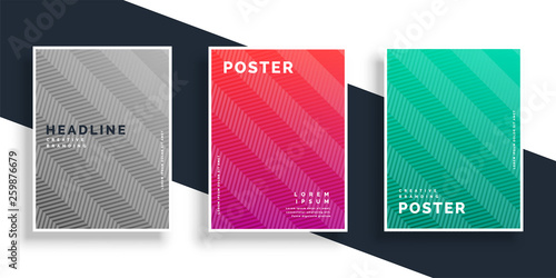 abstract colroful zigzag pattern poster design set