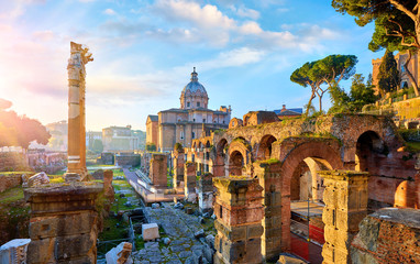 Acrylglasbilder Rom Forum Romanum bei Sonnenaufgang  © Yasonya