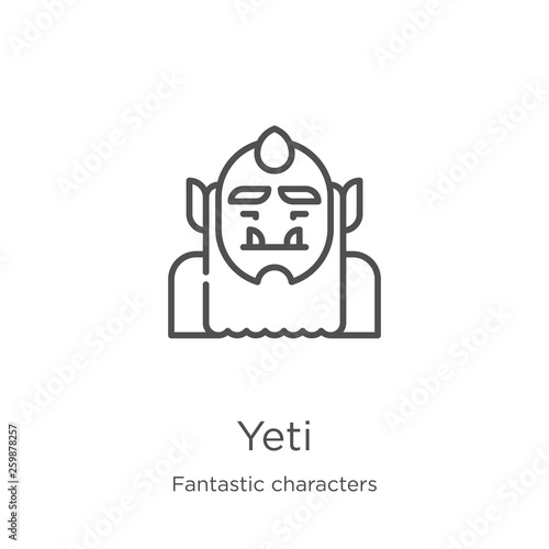 yeti icon vector from fantastic characters collection. Thin line yeti outline icon vector illustration. Outline, thin line yeti icon for website design and mobile, app development