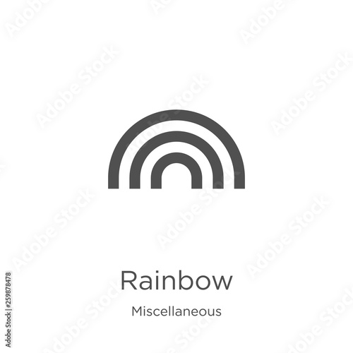 rainbow icon vector from miscellaneous collection. Thin line rainbow outline icon vector illustration. Outline, thin line rainbow icon for website design and mobile, app development