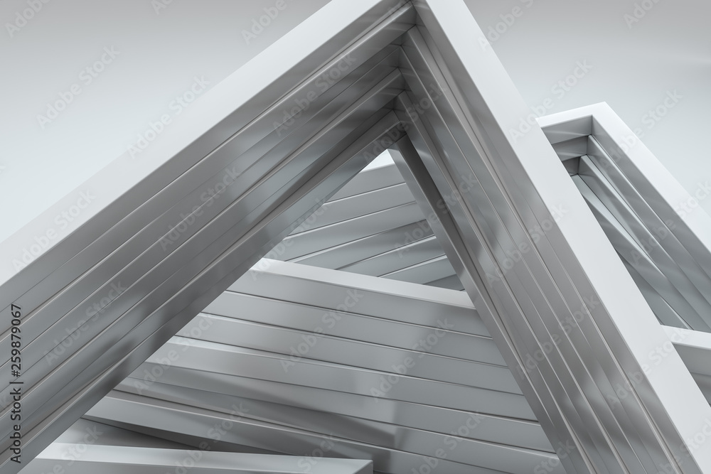 3d rendering, triangle metal framework, industrial background 3d rendering, triangle metal framework, industrial background
