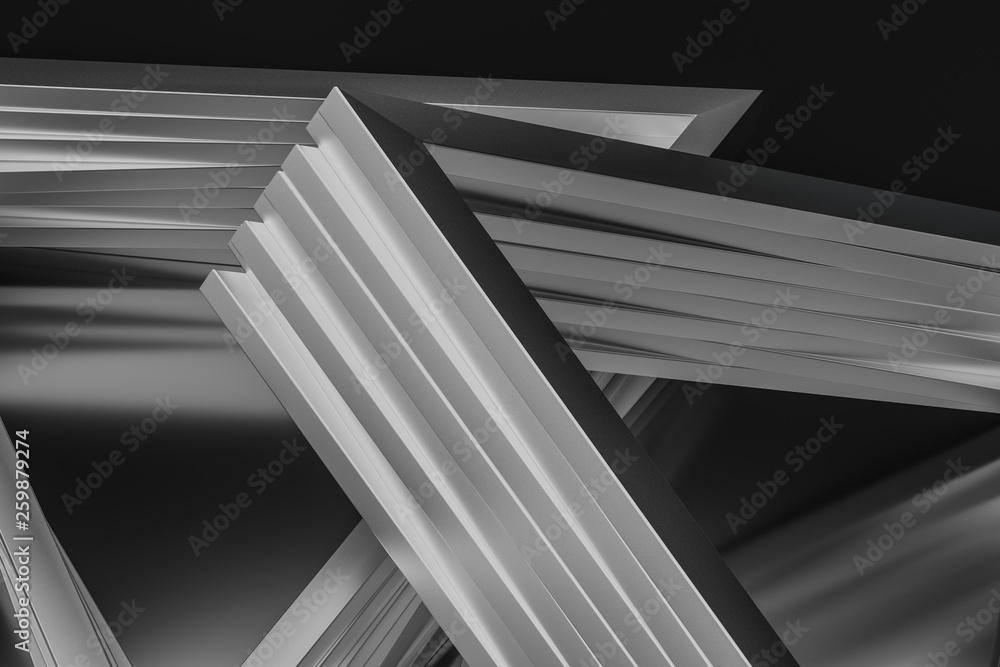 Obraz premium 3d rendering, triangle metal framework, industrial background