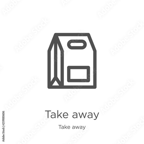 take away icon vector from take away collection. Thin line take away outline icon vector illustration. Outline, thin line take away icon for website design and mobile, app development