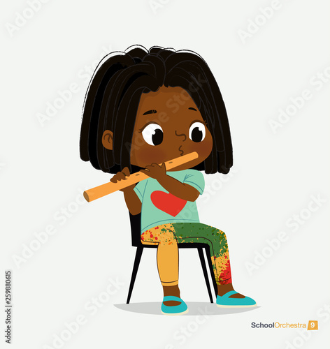 Afro American Girl with Dreadlocks Play on Fife