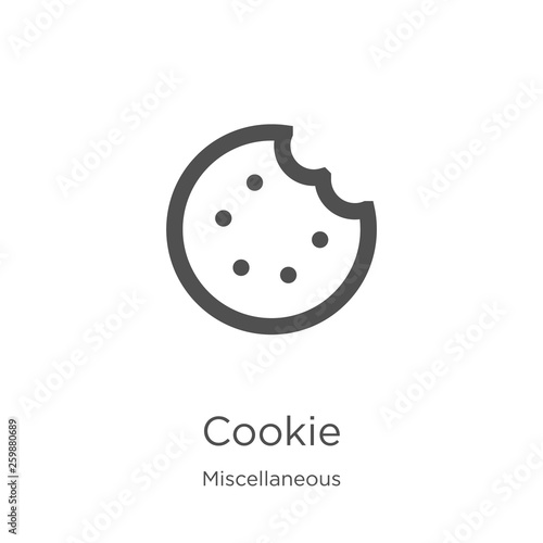cookie icon vector from miscellaneous collection. Thin line cookie outline icon vector illustration. Outline, thin line cookie icon for website design and mobile, app development