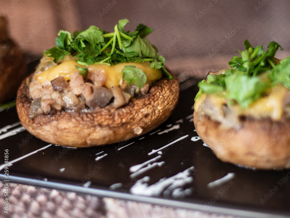 Stuffed Mushrooms on a Stone Plate Stuffed Mushrooms on a Stone Plate