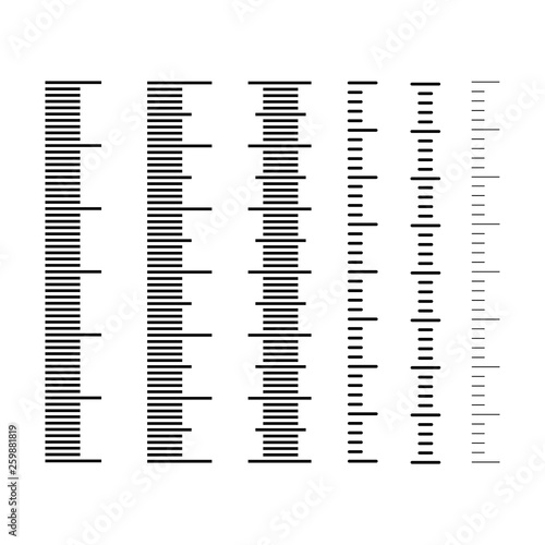 Measuring scale, for rulers in vertical position. Vector illustration.