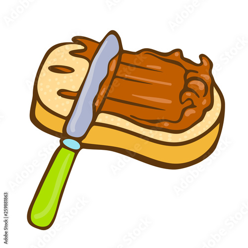 Peanut butter on bread doodle vector icon. Cartoon illustration of peanut icon for web design. Nuts hand drawn emblems and labels isoleted on white backgraund
