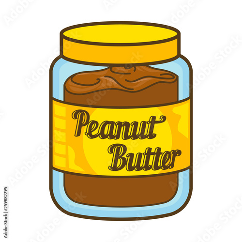 Peanut butter jar vector icon. Cartoon illustration of peanut icon for web design. Nuts emblems and labels isoleted on white backgraund