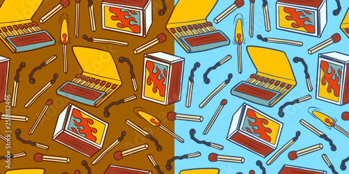 Abstract seamless vector pattern for girls, boys, clothes. Creative background with Safety match Funny wallpaper for textile and fabric. Fashion style. Colorful bright
