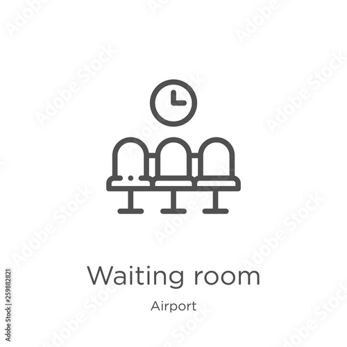 waiting room icon vector from airport collection. Thin line waiting room outline icon vector illustration. Outline, thin line waiting room icon for website design and mobile, app development
