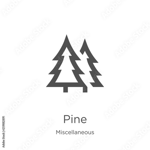 pine icon vector from miscellaneous collection. Thin line pine outline icon vector illustration. Outline, thin line pine icon for website design and mobile, app development
