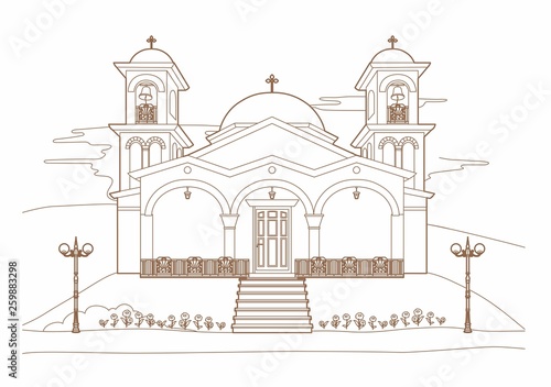 Drawing of a religious building