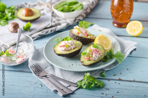 Delish filled avocado with crab meat