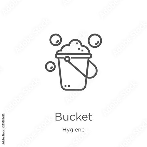 bucket icon vector from hygiene collection. Thin line bucket outline icon vector illustration. Outline, thin line bucket icon for website design and mobile, app development