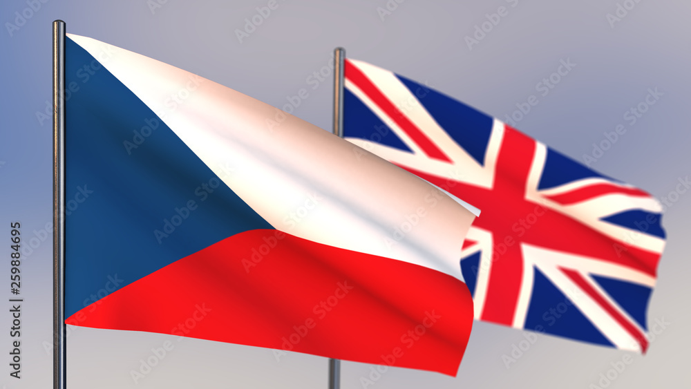 Fototapeta premium Czech Republic 3D flag waving in wind.