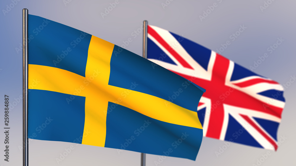 Fototapeta premium Sweden 3D flag waving in wind.