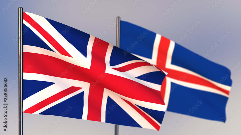 Iceland 3D flag waving in wind. Iceland 3D flag waving in wind.