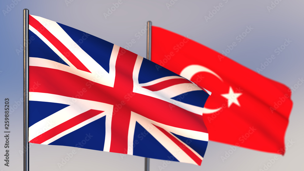 Turkey 3D flag waving in wind.